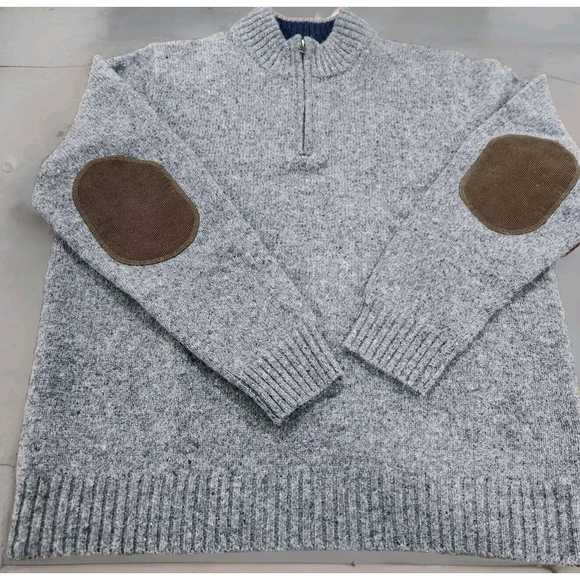 L.L. Bean Other - LL Bean 100% Shetland Wool Sweater Mens 1/4 Zip Pullover Elbow Patch Large